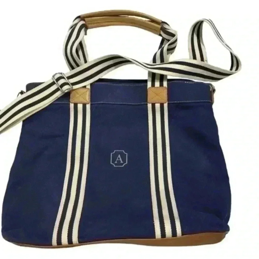 PotteryBarn corduroy navy blue monogrammed, diaper bag - Picture 1 of 6